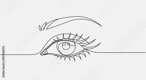 Minimalist Continuous Line Drawing of a Woman's Eye and Eyebrow, Elegant Beauty Concept