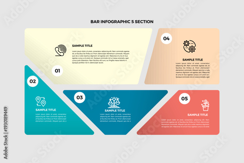 Bar labels infographic with 5 steps option  for presentation business, web, banner, process communication. vector editable 