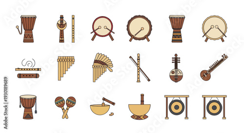 Collection of Various Musical Instruments.