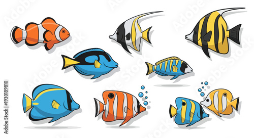 Colorful Cartoon Fish Collection.