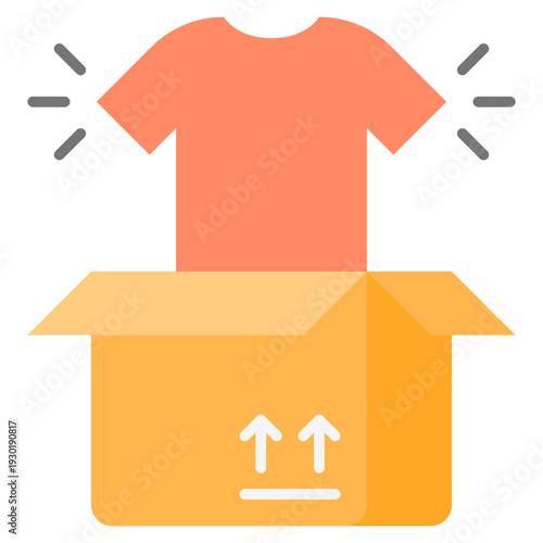 Unboxing icon in flat style, suitable for ecommerce, shipping, delivery concept illustrations