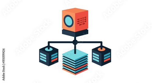 Modern Data Network Infrastructure Connecting Servers and Cloud Storage Systems