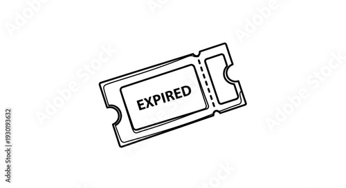 Expired Ticket Icon, Concept of Lost Opportunity or Invalid Entry