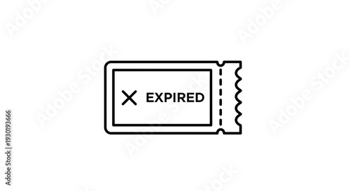Expired Ticket with Cross Mark Icon - Concept of Invalidity and Deadline