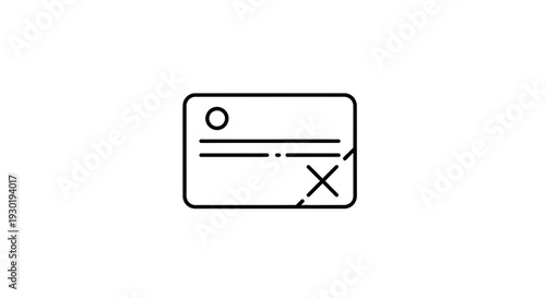 Credit Card Decline Icon, Payment Rejected Symbol, Financial Transaction Error