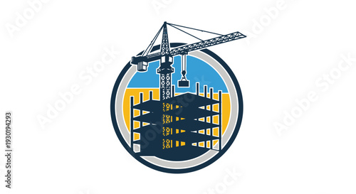 Construction Crane Building Skyscraper Under Development.