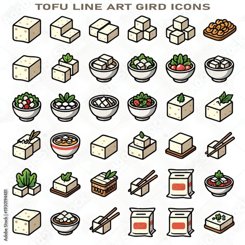 Fresh Tofu Healthy Plant-Based Protein Food Soybean Curd on White Background