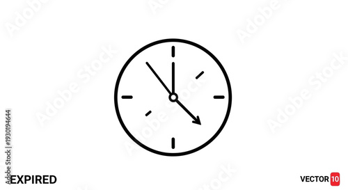 Clock Icon Showing Expired Time, Deadline Concept