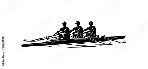 Rowing Team in Action Vector Illustration