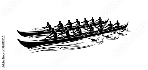 Traditional Outrigger Canoe Rowing Team