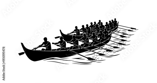 Traditional Outrigger Canoe with Crew
