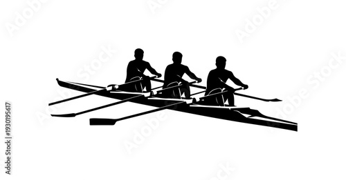 Rowing Team in Action Vector Illustration