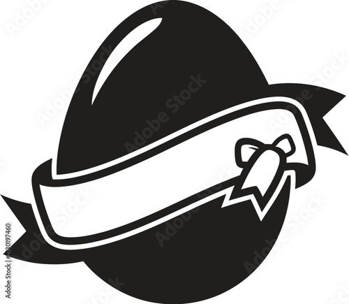 Elegant black and white illustration of a hat adorned with a ribbon