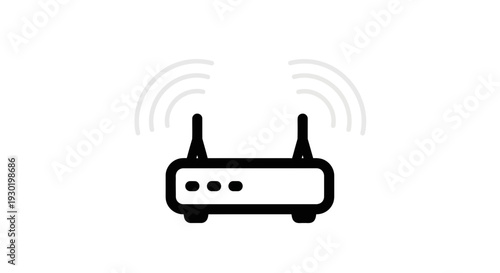 Wireless Router with Signal Waves, Internet Connection, Wi-Fi Technology Icon