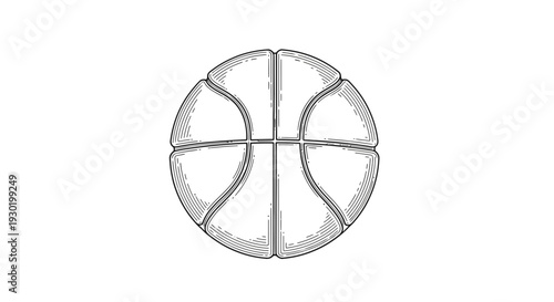 Vintage Basketball Drawing, Retro Sports Ball Illustration, Classic Game Equipment