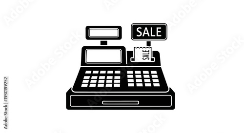 Vintage Cash Register with Sale Sign - Retail and Commerce Icon