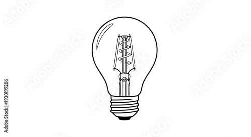 Vintage Edison Light Bulb Illustration, Retro Filament Lamp, Isolated on White Background