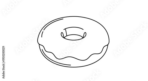 Simple Line Art Donut Icon with Glaze - Minimalist Sweet Treat Vector