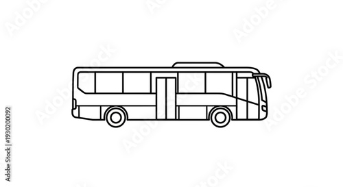 Simple Line Art Icon of a Modern Bus on White Background