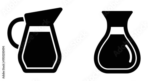 Comparison of two distinct pitcher shapes for liquid pouring and storage Vector, illustration