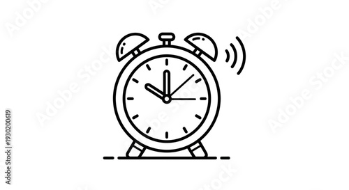 Retro Alarm Clock Ringing, Vintage Timepiece Icon, Wake Up Call Concept