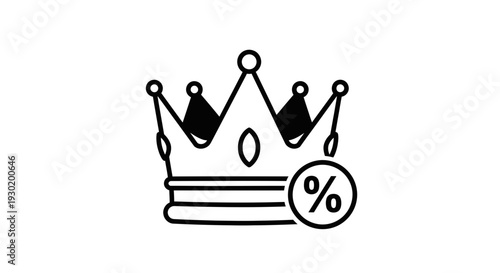 Royal Crown with Percentage Symbol Icon: King Discount, VIP Offer, Luxury Sale