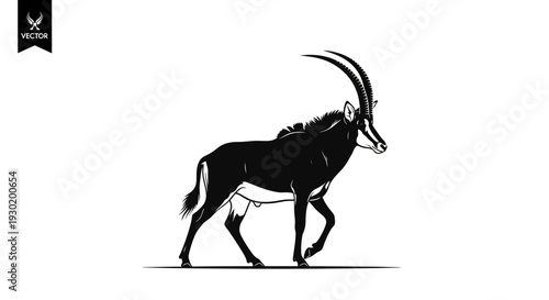 Sable Antelope Silhouette Vector Art - Majestic Wild Animal Illustration