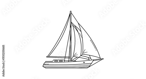 Sailing Boat Line Drawing Illustration