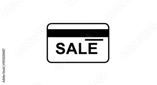 Sale Credit Card Icon - Black and White Graphic for Shopping and Discounts