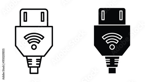 USB Wi-Fi adapter icons, white and black, isolated on white