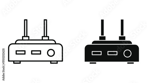 Wi-Fi router front view illustration set