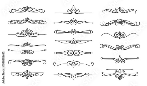 Retro vintage ornamental divider line art collection for wedding and typography decoration