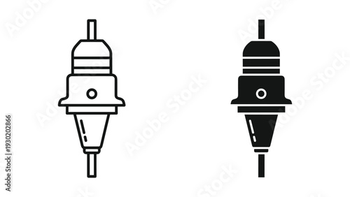 Spark plug icon in black and white outline