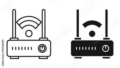 Wi-Fi router icons in black and white