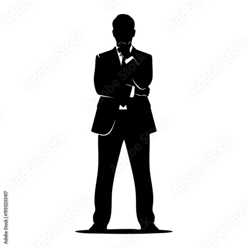 Thinking Businessman Silhouette Vector