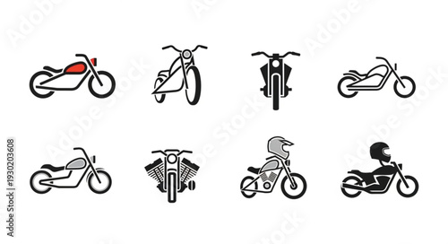 Collection of Motorcycle Icons and Silhouettes.