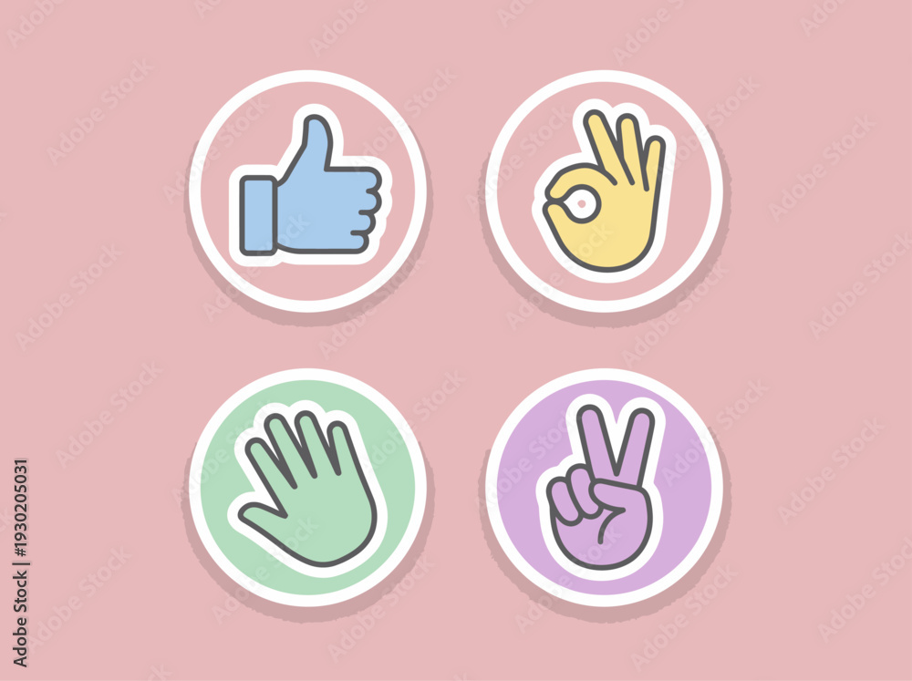 Fototapeta premium Hand gestures icons with various signs and symbols.