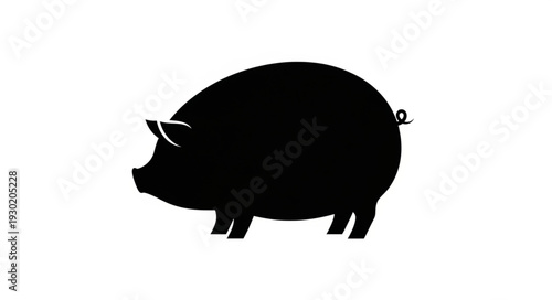 Black Silhouette of a Pig.