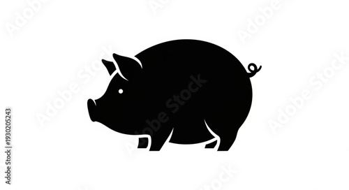 Black Silhouette of a Pig.