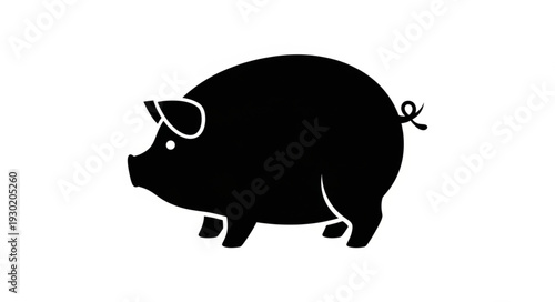 Black Silhouette of a Pig.