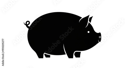 Black Silhouette of a Pig.