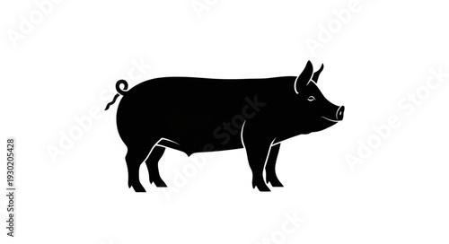 Black Silhouette of a Pig.
