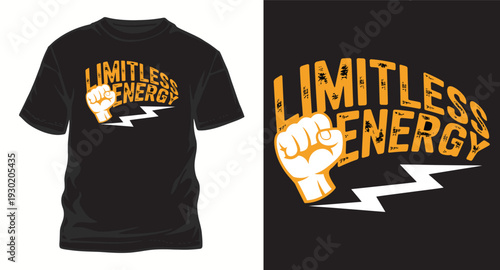 Limitless energy fist and lightning bolt graphic design for t-shirt