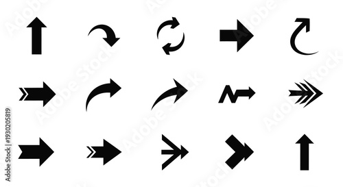 Collection of various black arrow symbols displayed as a silhouette