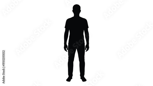 A black silhouette of a man standing isolated on white background, Vector