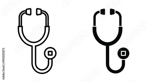 Stethoscope icons in black and white outline styles