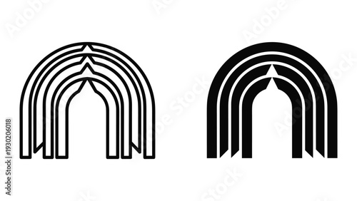 Black and white arches logo or icon set