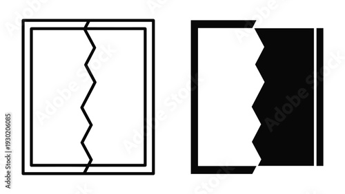 Black and white square icons with jagged edges