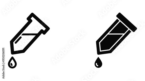 Ink cartridges with dripping ink, black and white illustration