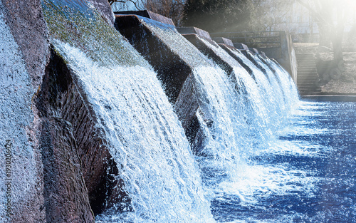 Water treatment plant releases clean water. Modern facility uses eco-friendly tech. Public water supply system works well. Safe drinking water resource.